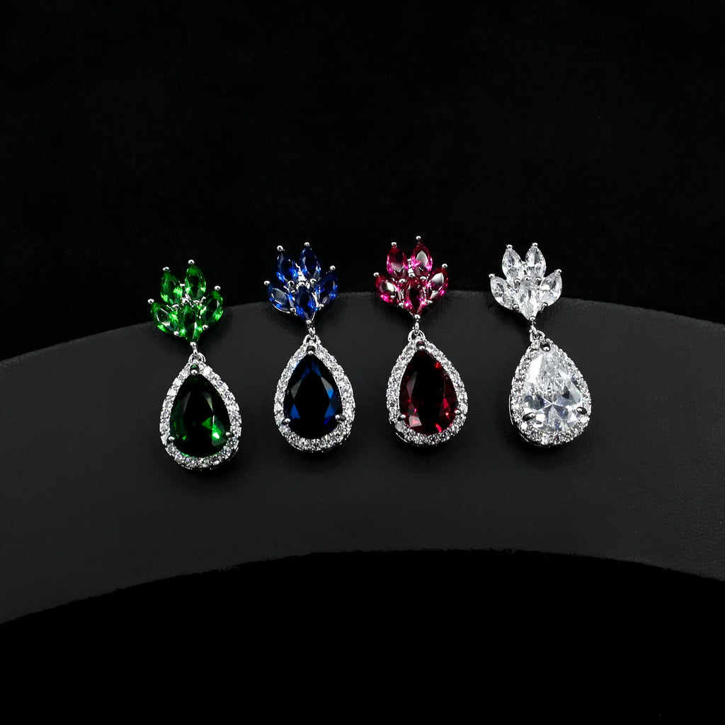 Japanese Micro Set Flower Zircon Earrings Bridal Jewelry