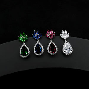 Japanese Micro Set Flower Zircon Earrings Bridal Jewelry
