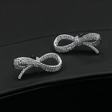 Micro Zircon Bow Ring Set, Open Bracelet Hollow Out Jewelry