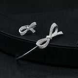 Micro Zircon Bow Ring Set, Open Bracelet Hollow Out Jewelry