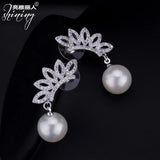 Korean East Gate Jewelry Zircon Pearl Earrings