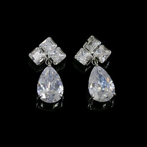 Zircon Earrings Water Drop Design 925 Silver Needle