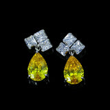 Zircon Earrings Water Drop Design 925 Silver Needle
