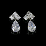 Zircon Earrings Water Drop Design 925 Silver Needle