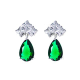 Zircon Earrings Water Drop Design 925 Silver Needle