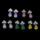 Zircon Earrings Water Drop Design 925 Silver Needle