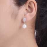 925 Silver Needle Pearl Zircon Bridal Ear Jewelry Pendant