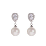 925 Silver Needle Pearl Zircon Bridal Ear Jewelry Pendant