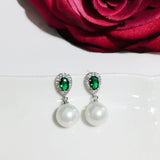 925 Silver Needle Pearl Zircon Bridal Ear Jewelry Pendant