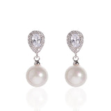 925 Silver Needle Pearl Zircon Bridal Ear Jewelry Pendant