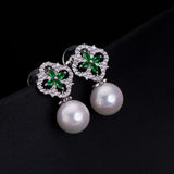 Zircon Fairy 925 Silver Needle Shell Pearl Earrings