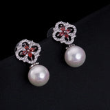 Zircon Fairy 925 Silver Needle Shell Pearl Earrings