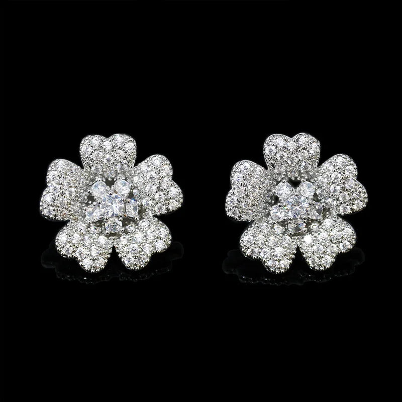 Sparkling Zircon Flower Earrings for Women