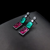 Square Zircon Tassel Earrings for Women