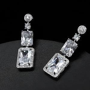 Square Zircon Tassel Earrings for Women