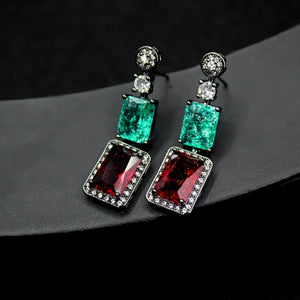 Square Zircon Tassel Earrings for Women