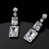 Square Zircon Tassel Earrings for Women