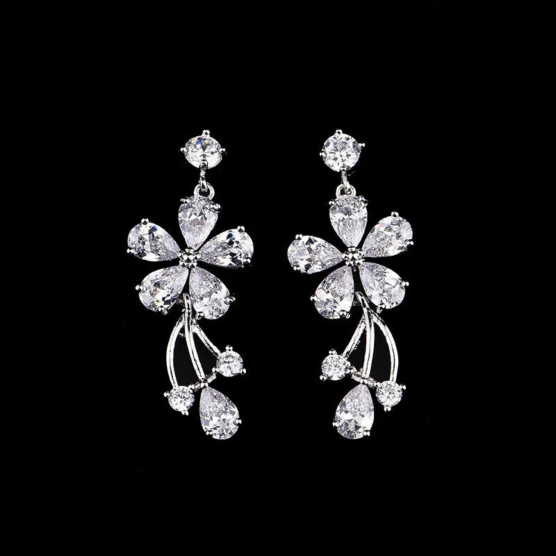 Liangya Beauty Set Bridal Jewelry Zircon 925 Earrings