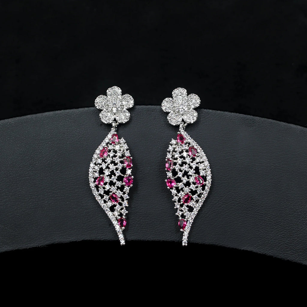 Liangya beauty Zircon Earrings, National Flower Design