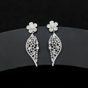 Liangya beauty Zircon Earrings, National Flower Design