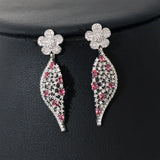 Liangya beauty Zircon Earrings, National Flower Design