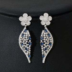 Liangya beauty Zircon Earrings, National Flower Design