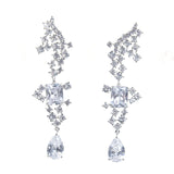 Geometric Zircon Earrings 925 Silver Bridal Dinner