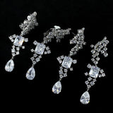 Geometric Zircon Earrings 925 Silver Bridal Dinner