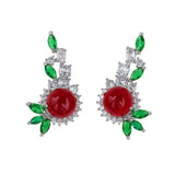 S925 Silver Needle Zircon Flower Earrings