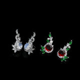 S925 Silver Needle Zircon Flower Earrings