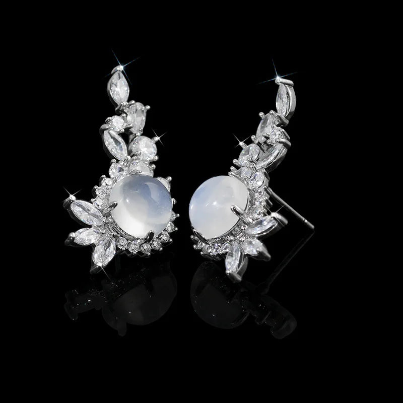 S925 Silver Needle Zircon Flower Earrings