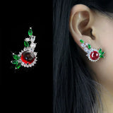 S925 Silver Needle Zircon Flower Earrings