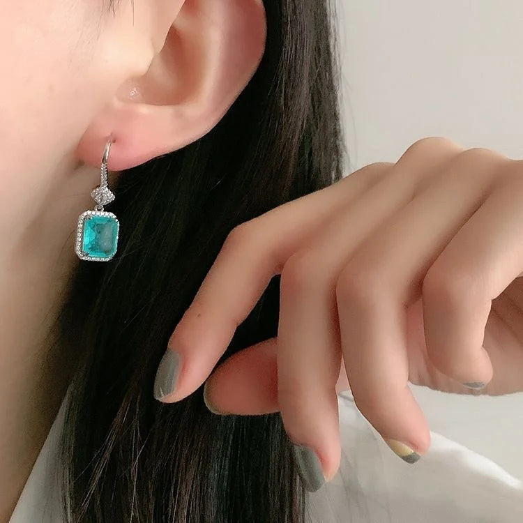 Rectangular 8*10 Earrings with Low Diamo