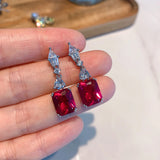 Red Simulation Treasure Earrings with Main Stone 9*11