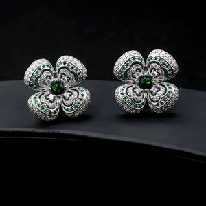 Zircon 925 Silver Fairy Earrings - Flower Hollow Out Design