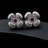 Zircon 925 Silver Fairy Earrings - Flower Hollow Out Design