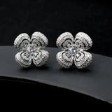 Zircon 925 Silver Fairy Earrings - Flower Hollow Out Design