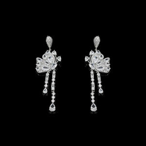 Zircon Tassel Butterfly Earrings 925 Silver Needle