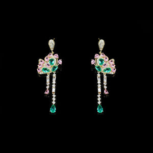 Zircon Tassel Butterfly Earrings 925 Silver Needle