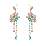 Zircon Tassel Butterfly Earrings 925 Silver Needle