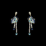 Zircon Tassel Butterfly Earrings 925 Silver Needle