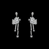 Zircon Tassel Butterfly Earrings 925 Silver Needle