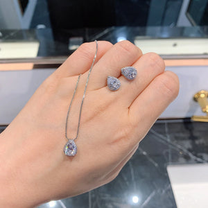 Carbon Simulated Drill Water Drop Earrings Set
