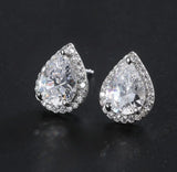 Carbon Simulated Drill Water Drop Earrings Set