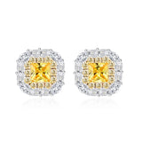 S925 Silver Carbon Diamond Yellow Women's Earrings