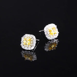 S925 Silver Carbon Diamond Yellow Women's Earrings