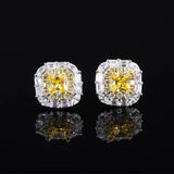 S925 Silver Carbon Diamond Yellow Women's Earrings