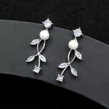 Shiny Zircon Pearl Earrings for Wedding Dress