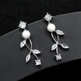 Shiny Zircon Pearl Earrings for Wedding Dress