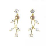Shiny Zircon Pearl Earrings for Wedding Dress